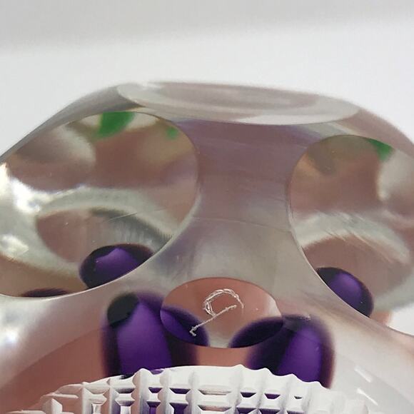 Perthshire 1977B Plums Lampwork Fruit Miniature Faceted Grid-Cut Paperweight - Picture 6 of 15